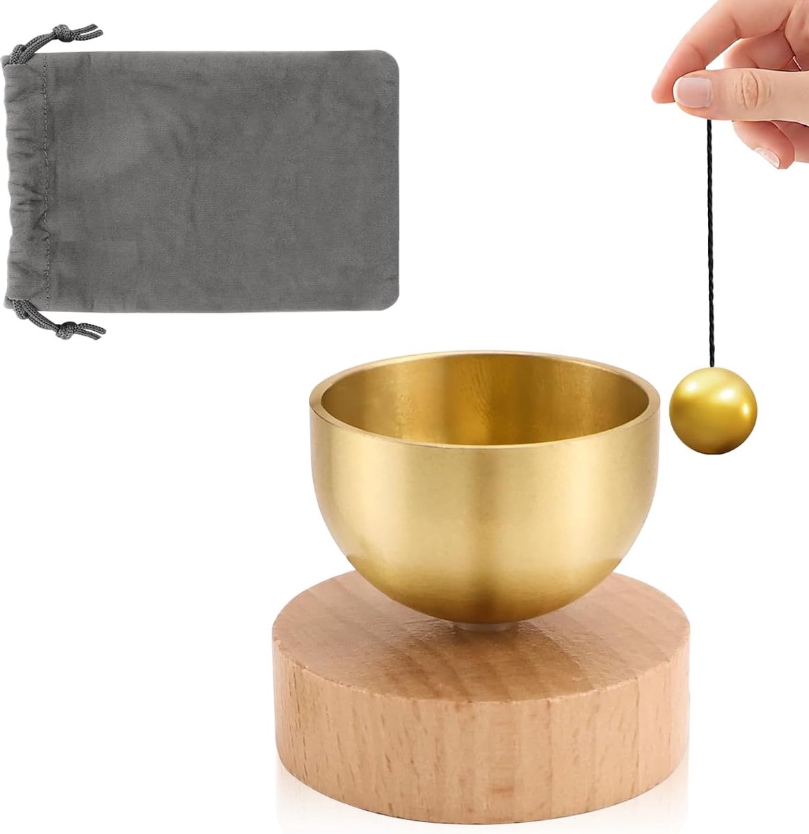 Klankschaal klein, 1 stuk messing bel, klankschaal diepe toon voor vrouwen mannen, voor yoga, meditatie en ontspanning, mindfulness, stressvermindering