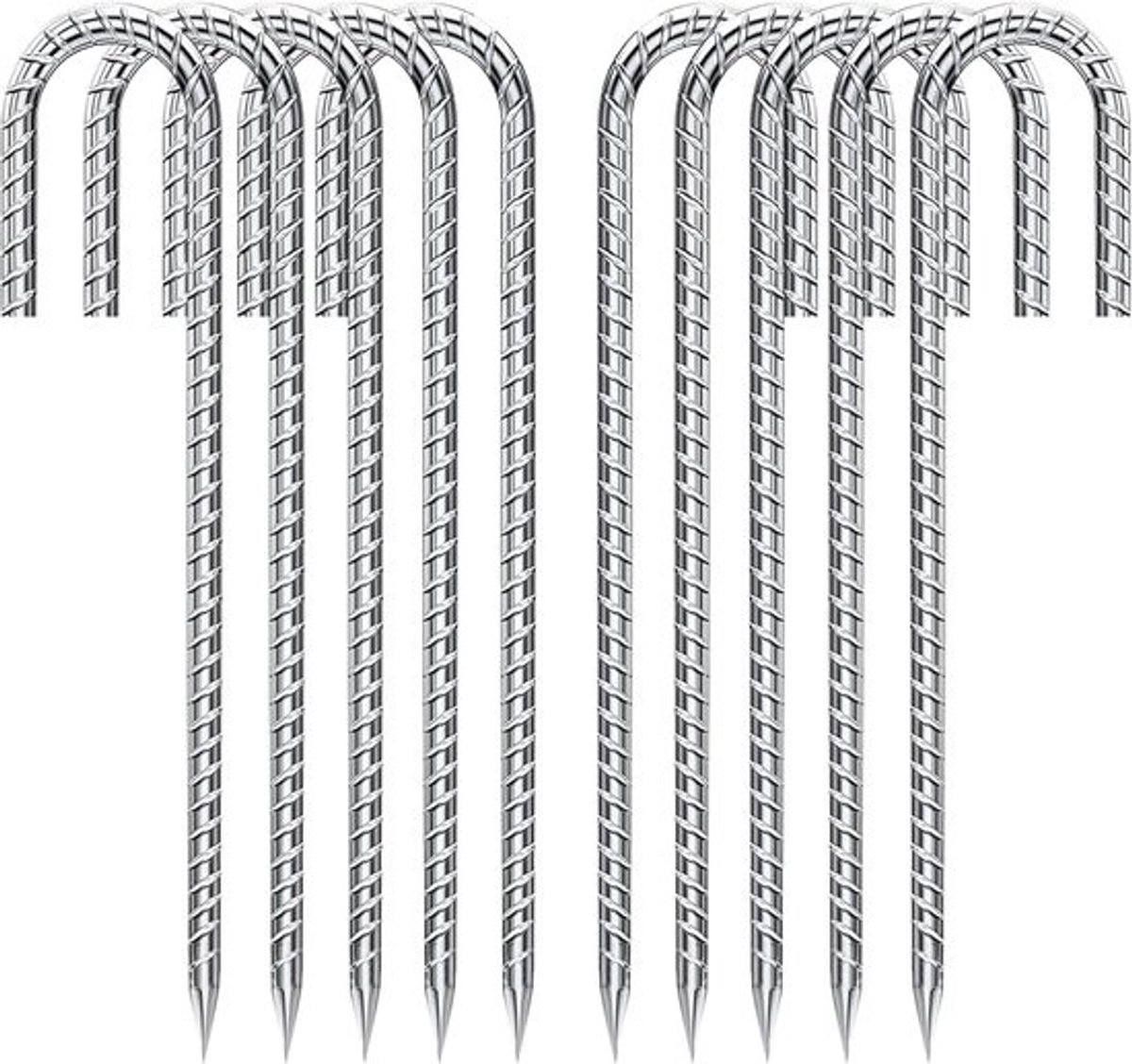 10x Zware Grondankerharingen 30cm - Sterke Grondnagels Trampoline Tent Ankers met J-Haak