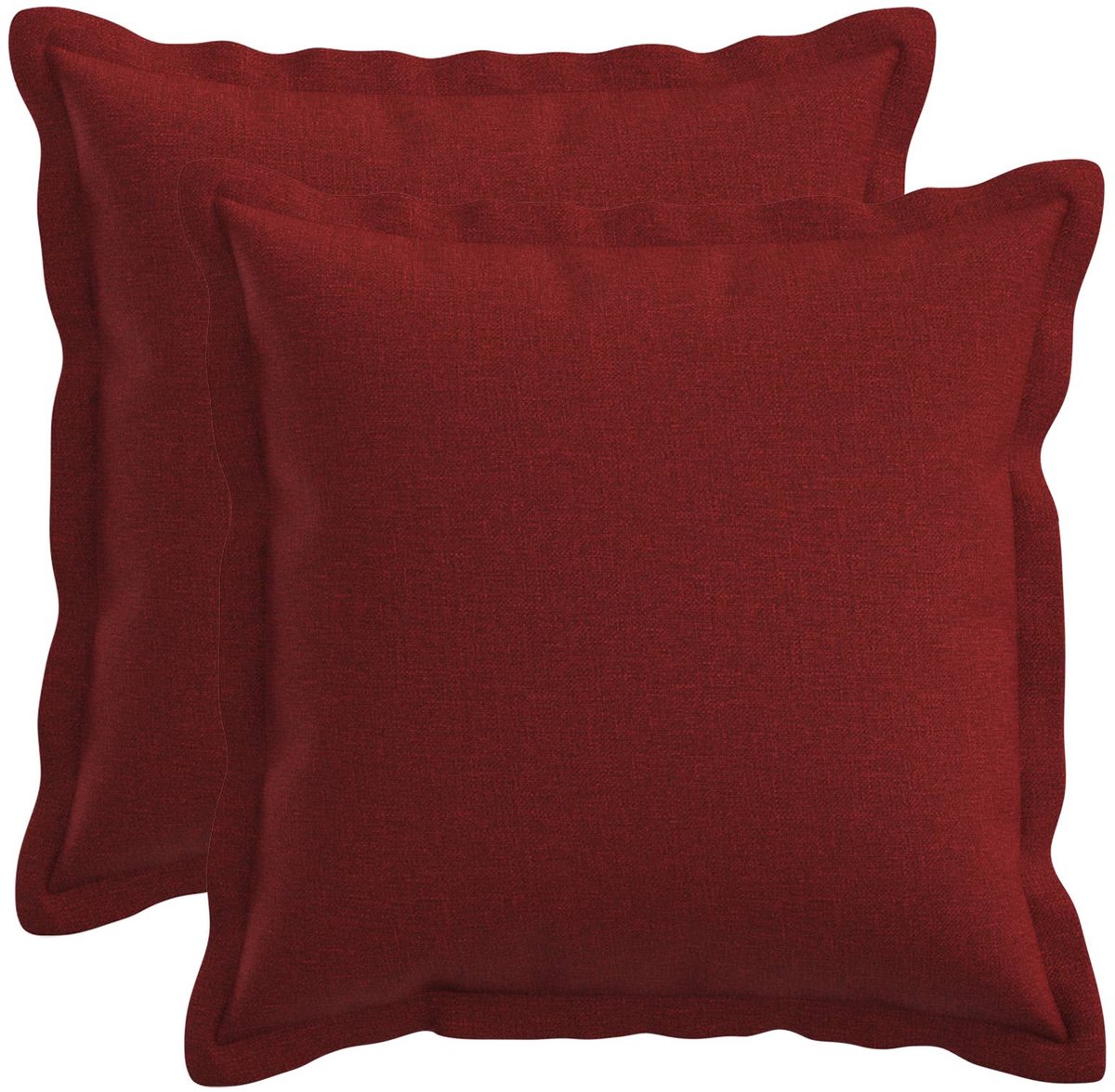 vidaXL Dekenkussen - 2 - st - HOUTEN - Wijnrood - 30 - x - 30 - cm - Faux - Linnen
