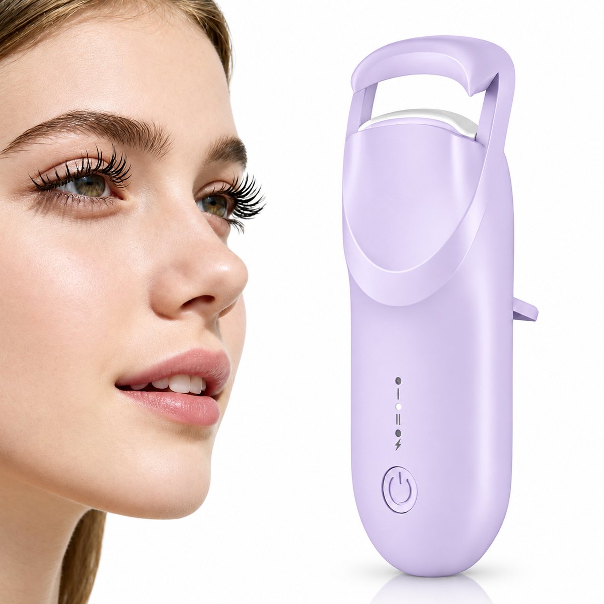 VHV-Elektrische wimperkruller - Verwarmd - Compact - 2 warmtestanden - Zachte siliconen pad - Anti-verbranding - Langdurige krul - USB - Wimperkruller - Paars