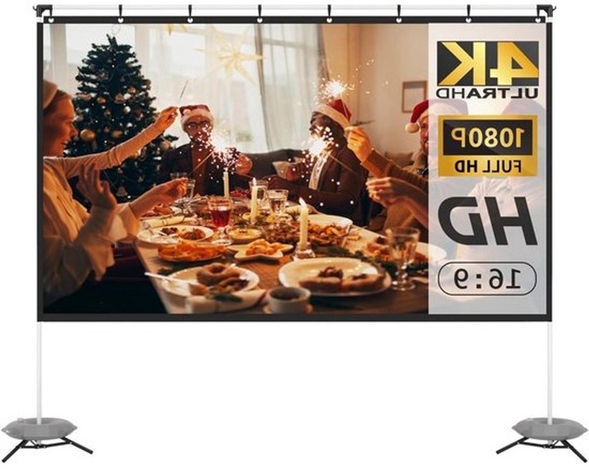 Projectiescherm - Filmscherm Standaard - Thuisbioscoop Ervaring - Kreukvrij Polyester - 100 Inch - Wit