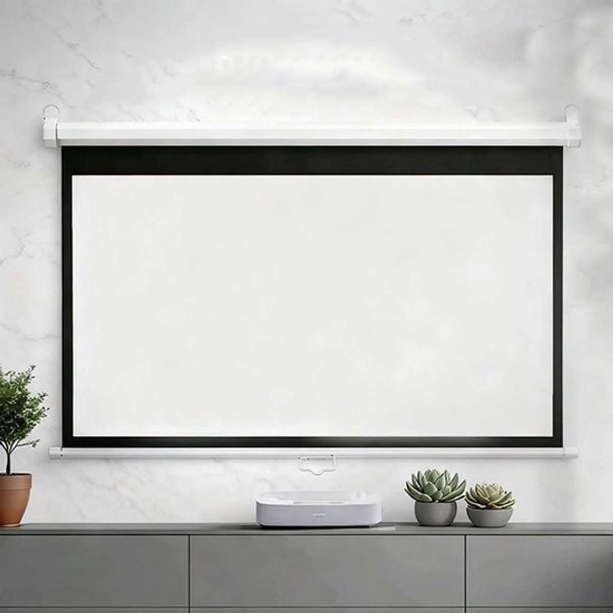 Projectiescherm Zelfsluitend - Filmscherm Uitschuifbaar - Thuisbioscoop Ervaren - Automatisch Vergrendelingsmechanisme - 60 Inch 16:9 - Wit