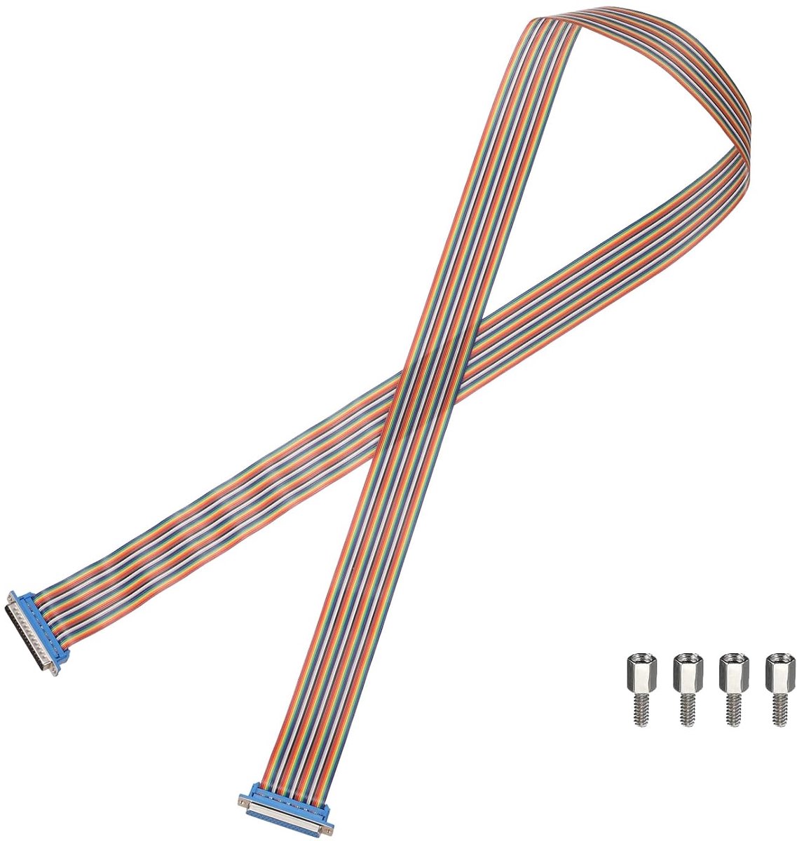 Regenboogkabel bandkabel DB37 stekker naar DB37-bus 59 inch lengte 2,54 mm rasterbroodplank jumperkabel voor elektronische projecten