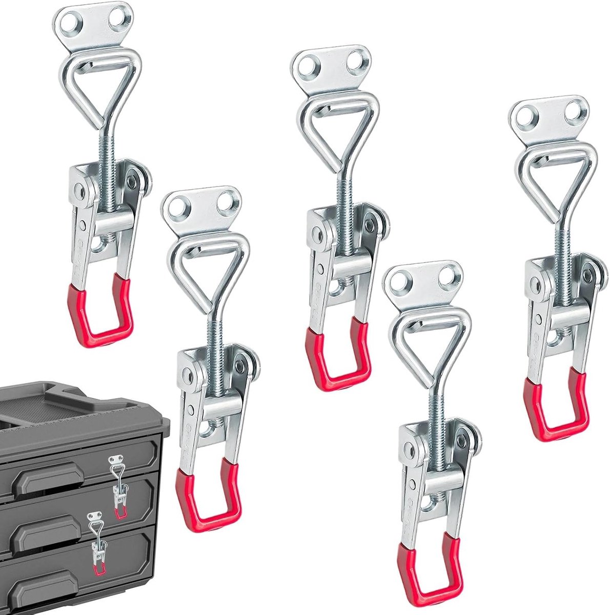 Dailygoods- Hefboomsluitingen 5 stuks - Verstelbare Spansluiting - Kistsluiting - Robuuste Constructie - Verzinkt IJzer - 100 kg Klemkracht - Koffersl