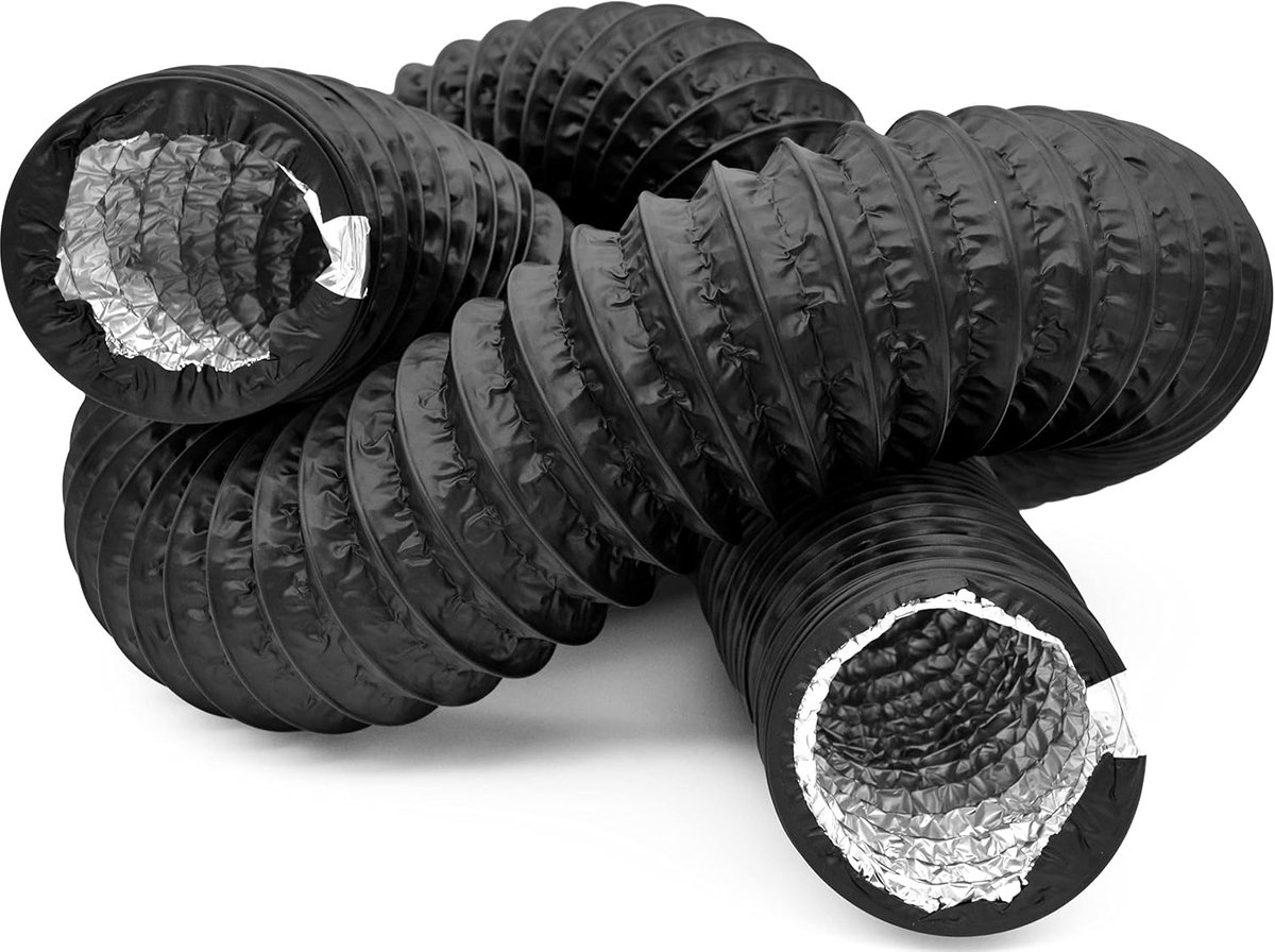 VENT Flexibele uitlaatbroek Diameter 100 mm met aluminium isolatie PVC-buis - Zwart 3 m Max. lengte Luchtkanaal - Ventilatie-uitgang Flex-slang voor airconditioning