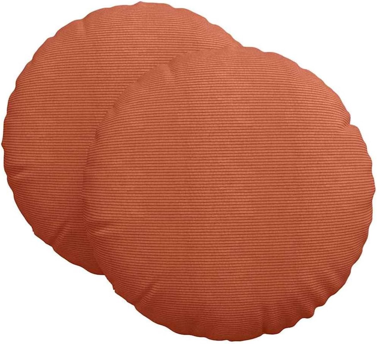 Corduroy kussen, 2 stuks, rood-oranje, Ø 60 x 21 cm, met fluweelachtige corduroy, duurzame polypropyleen basis en lichte polyestervulling voor woonkamer, eetkamer of thuis