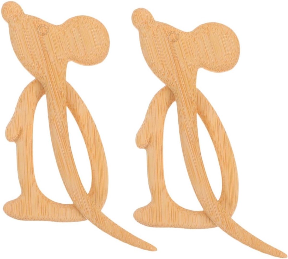 2 Stuks Houten Broche Creatieve Cartoon Dieren Speld Vintage Bamboe Veiligheidsspeld voor Sjaals Jassen Truien Rugzakken Lichtgewicht Duurzaam