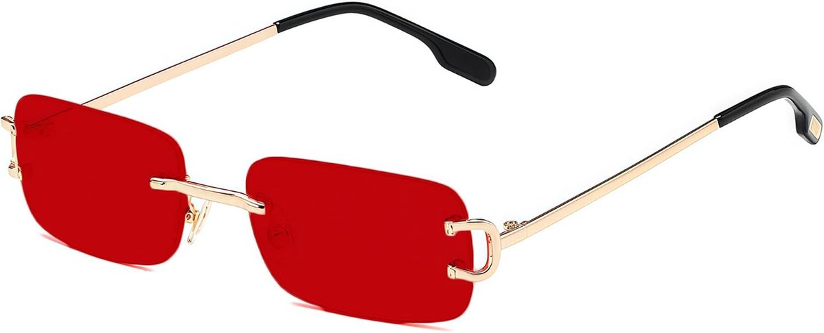 Rechthoekige zonnebril dames heren vintage retro frameloze vierkante bril