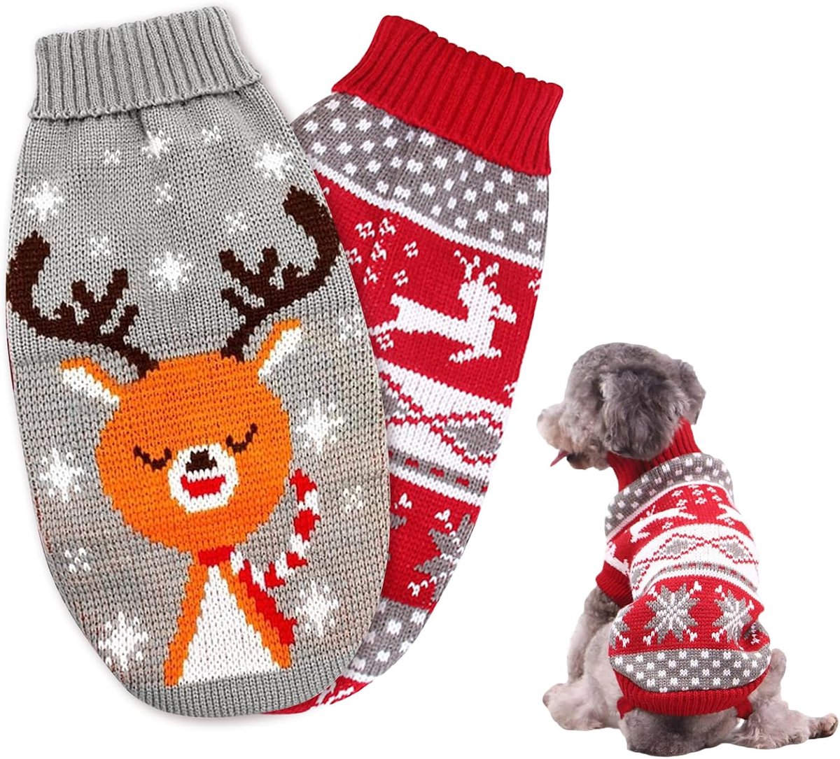 2 stuks kersttrui kat hond (L)