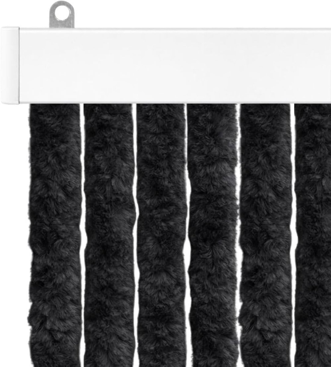 Chenille Insectengordijn Zwart 90 x 220 cm - Vliegengordijn voor Deur - Dikke Strengen 4 cm - Eenvoudig te Installeren - Geschikt voor Huisdieren & Huis