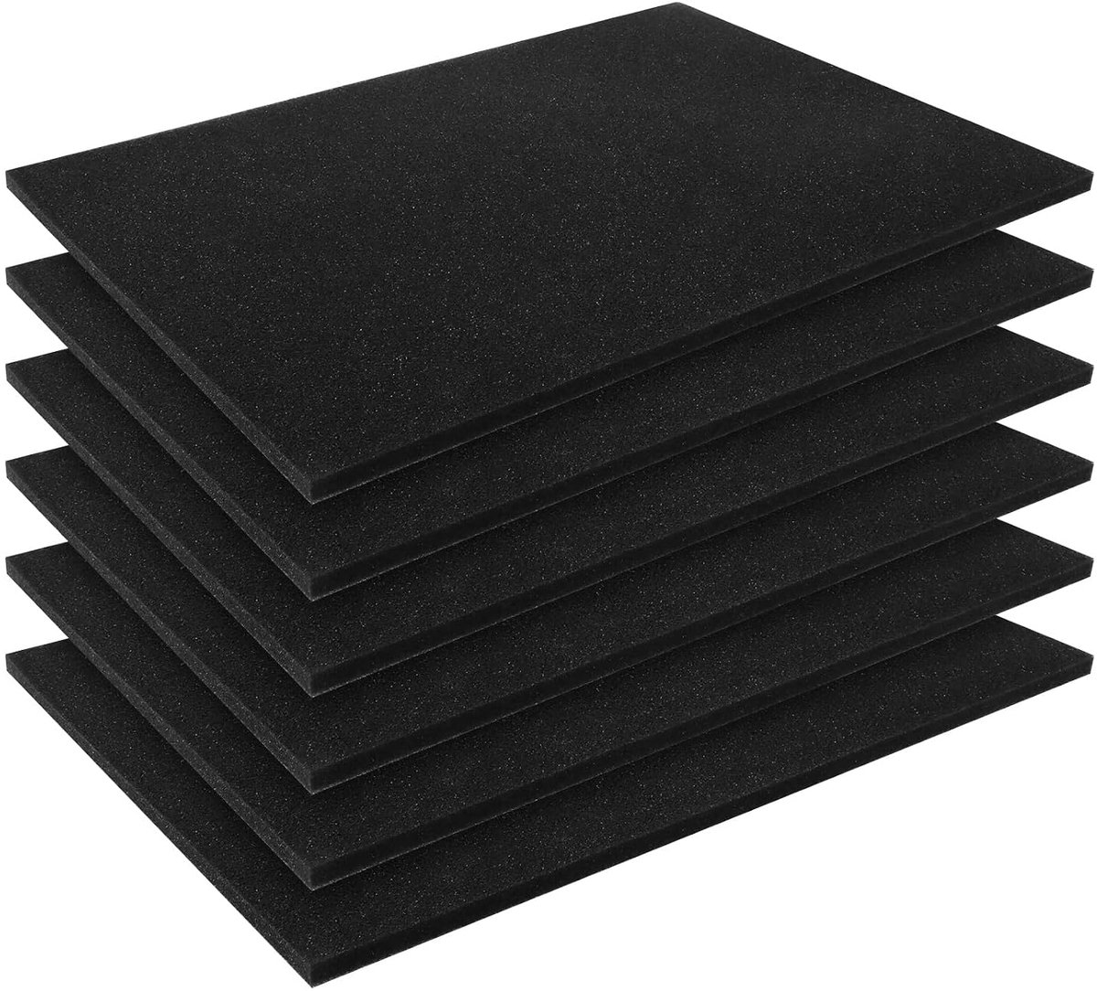 Schuim, set van 6 stuks, 40 x 30 x 1 cm, zwart, 30D schuimplaat, zonder raster, gereedschapsinleg voor koffer, lade, verpakking en doe-het-zelf, 40 x 30 x 1 cm