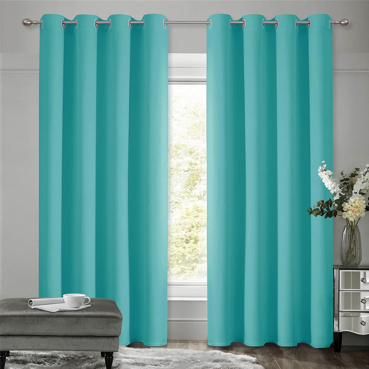 koudebescherming, warm, hittebescherming, gordijnen met inslagringen, voor slaapkamer, geluidsisolatie, ondoorzichtig, tegen kou, woonkamer, verduisteringsgordijnen, 214 x 117 cm