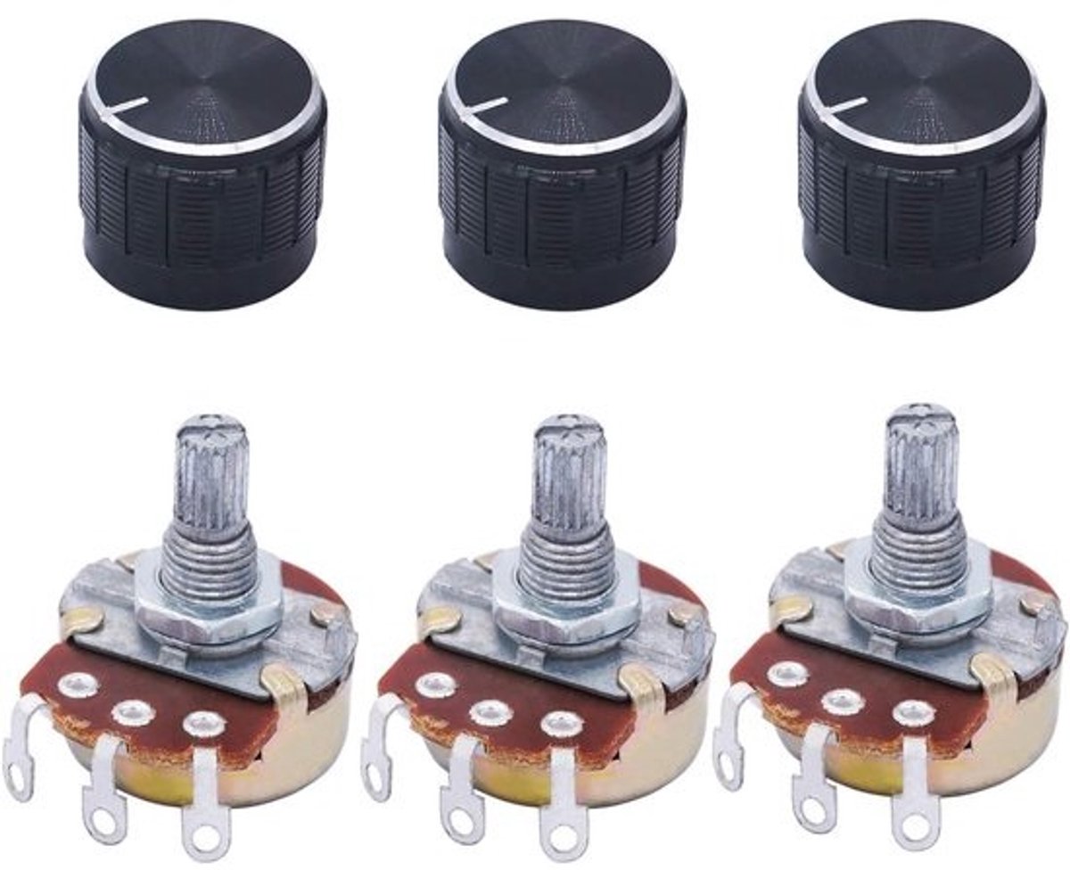 Roterende Potentiometer - Variabele Weerstand - Elektronische Projecten - Enkele Draai - 100 Ohm - Zilver