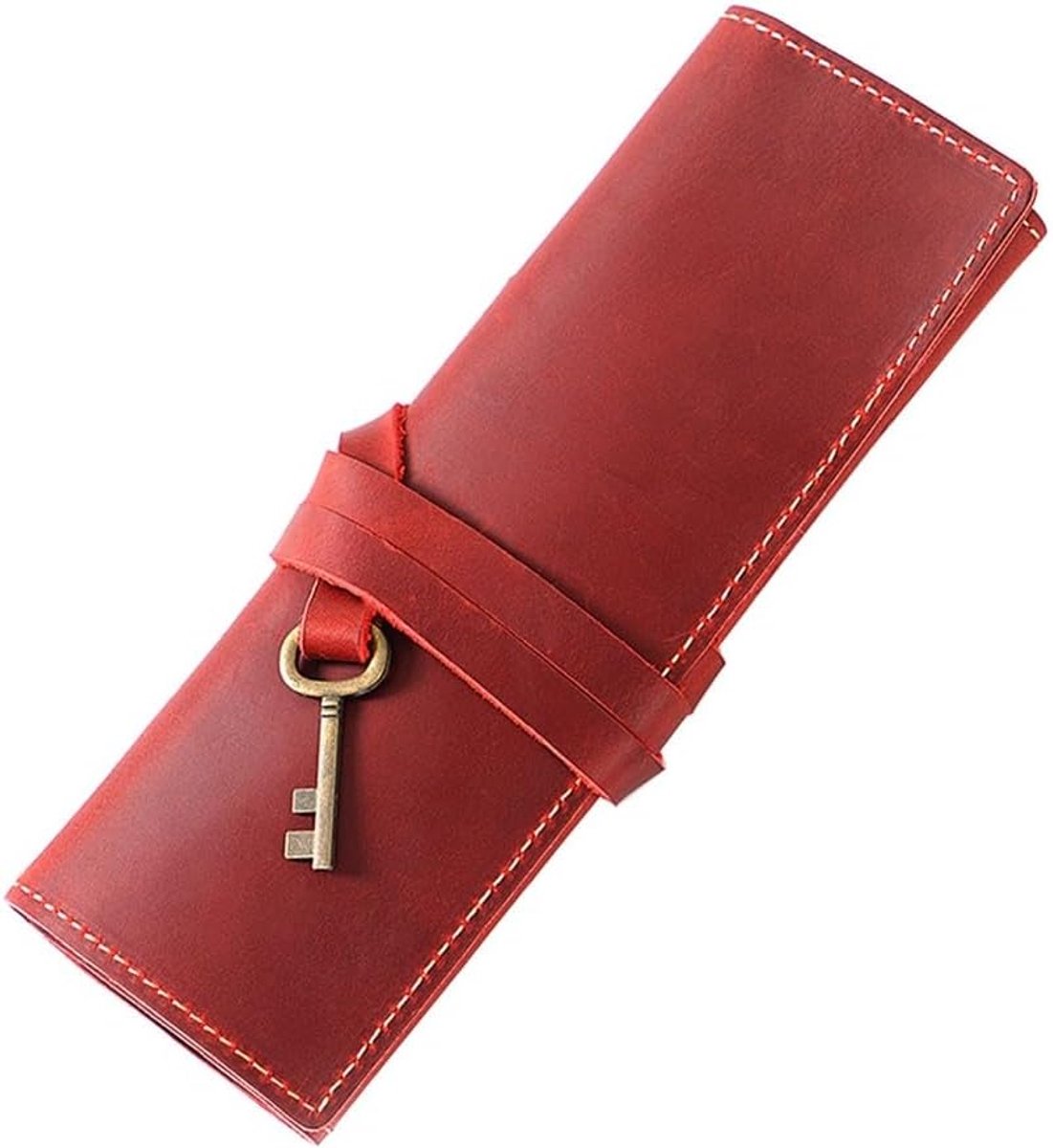 Dailygoods- Pennenzak Grote Capaciteit - Lederen Roll Organizer - Handgemaakt - Unieke Afwerking - Luxe Vintage Stijl - Voor Studenten en Kunstenaars