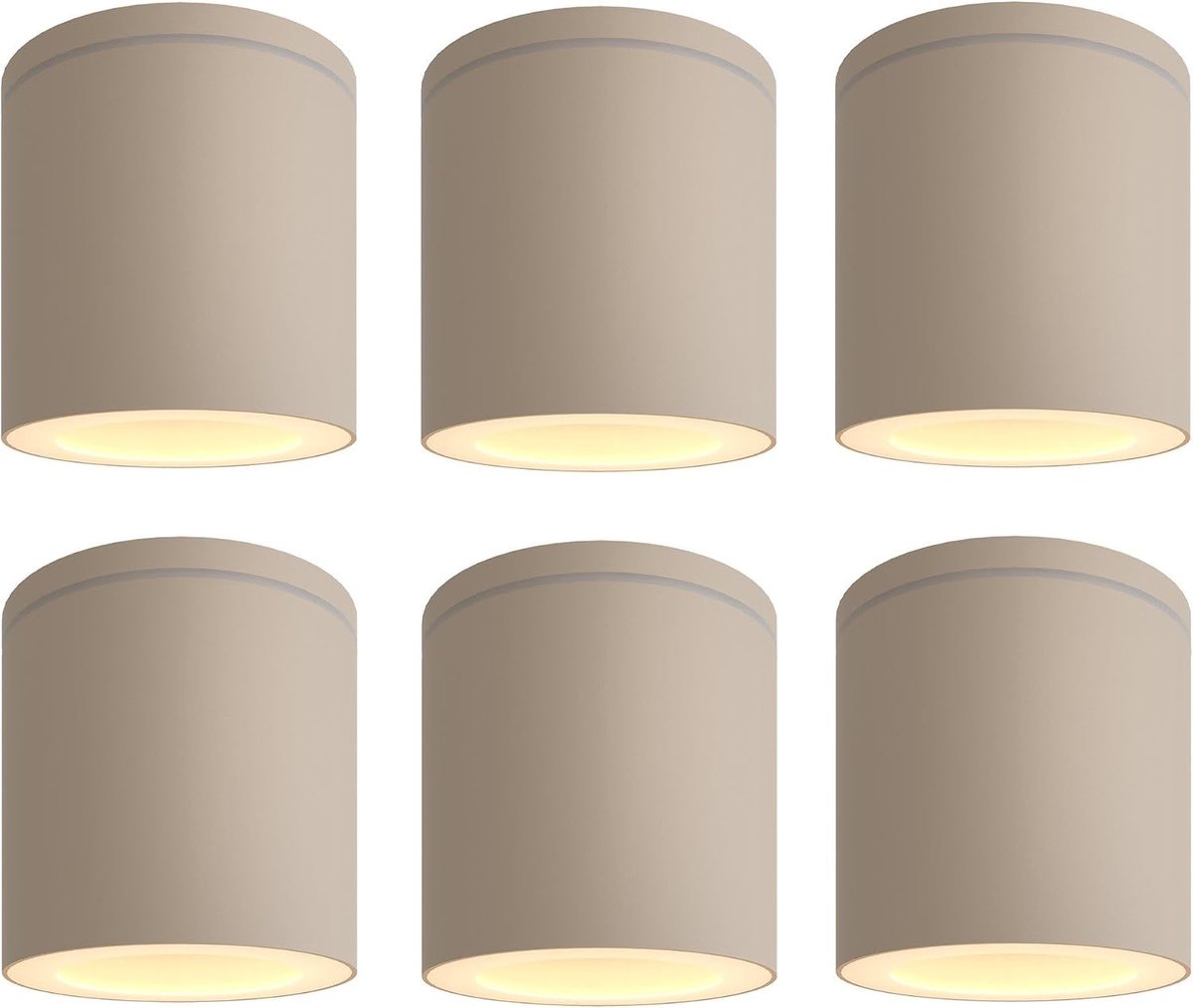 6 stuks LED opbouwspot IP54 beige GU10 fitting zonder lichtbron
