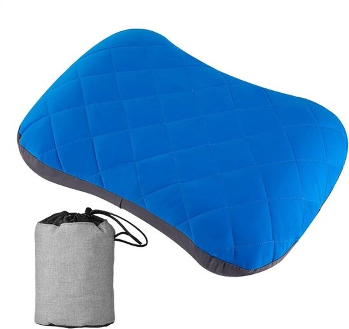 Opblaasbaar Kampeerkussen - Reiskussen Nekkussen - Comfortabel Slapen - Ergonomisch Ontwerp - 46x35x12 cm - Blauw