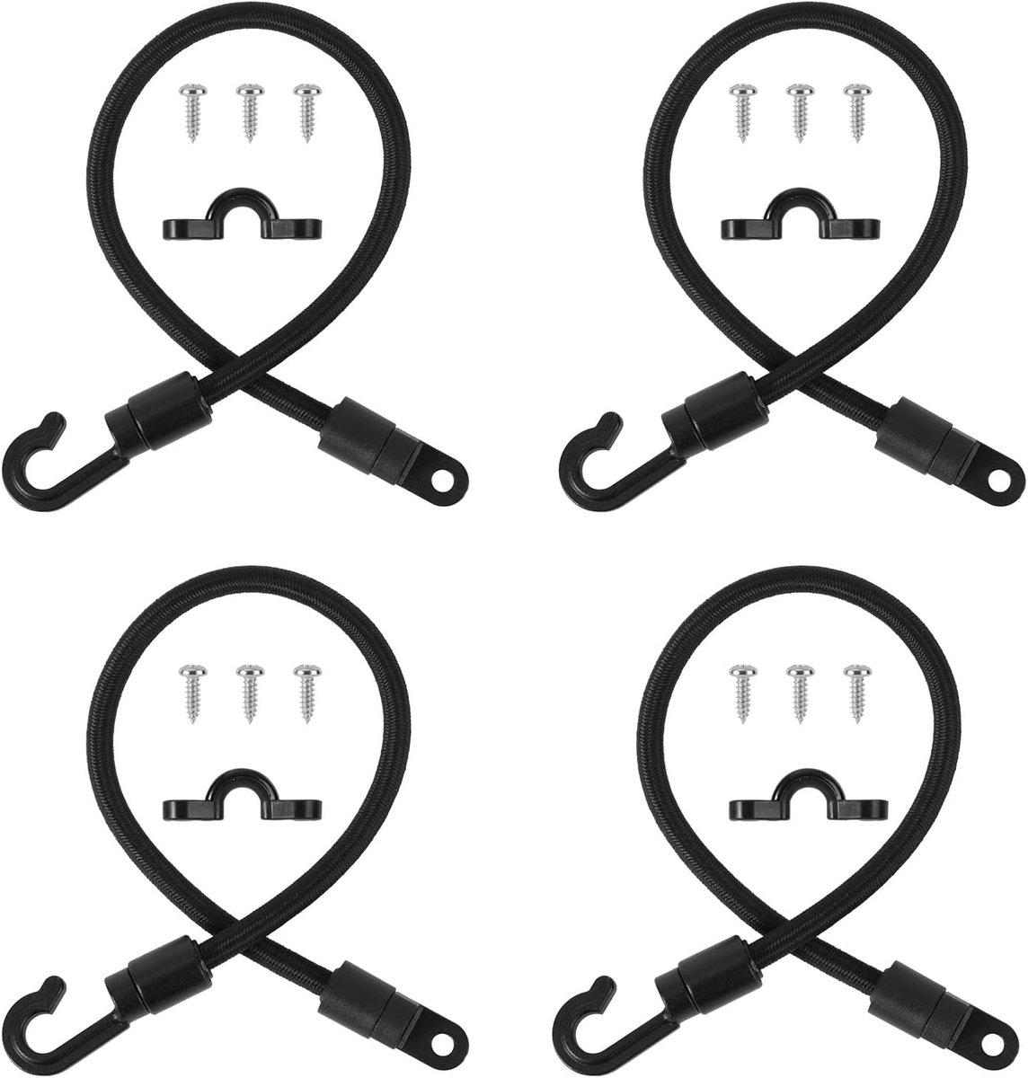 4st 30cm Vishengel Vastzetbanden Set voor Bootdek, Nylon Hengelband Houder Dek Montageconnector voor Kajak Bass Boot Marine Visbenodigdheden (Zwart)