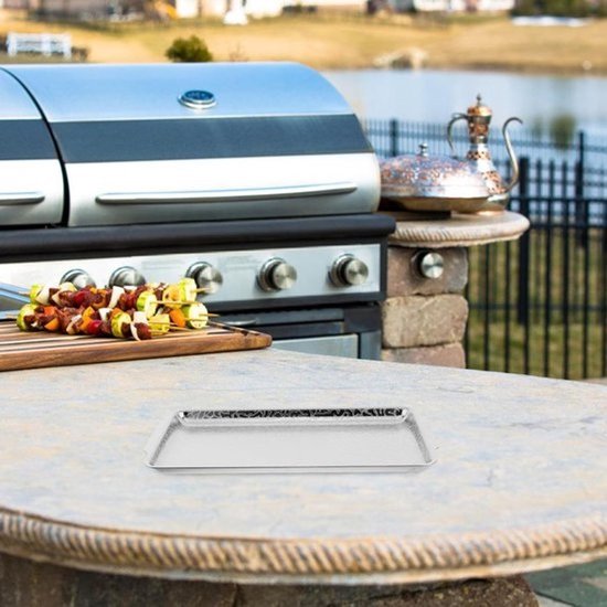Roestvrijstalen Bakplaat - Warmhoudplaat Grill - Gerechten Warm Houden - Gelijkmatige Warmteverdeling - 25 x 14 cm - Zilver — afbeelding 3