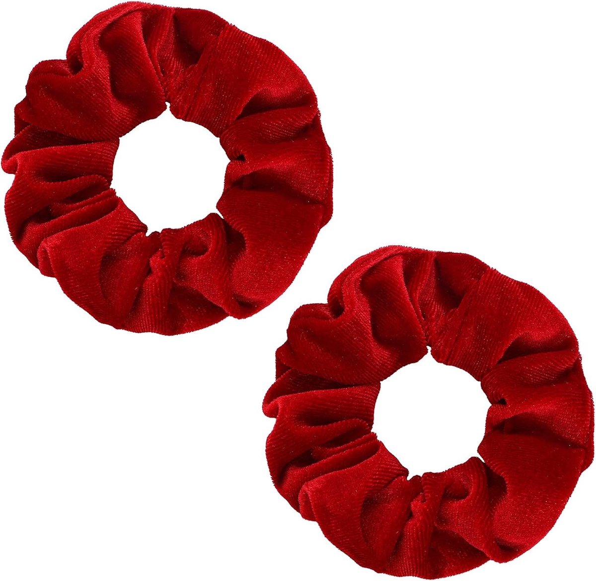 Set van 2 Rode Fluwelen Haar Scrunchies - Plus Size Elastische Haarbanden voor Vrouwen en Meisjes, Perfecte Cadeaus voor Valentijnsdag en Kerst, Ideaal voor Ponytails en Haaraccessoires