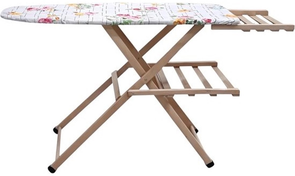 Strijkplank van hout - Strijktafel - Strijkgoed verzorgen - In 3 hoogtes verstelbaar - 115 x 40 cm - Natuurlijk