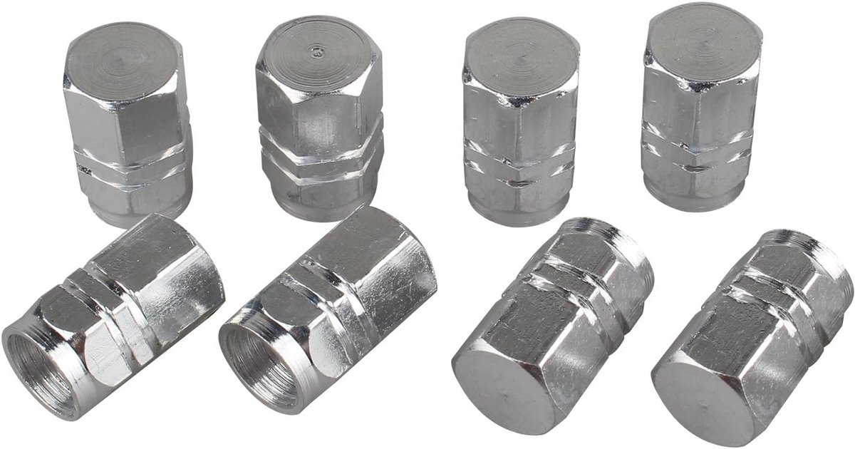 Dailygoods- Bandenklep Aluminium - 8 Stuks - Stofdicht - Universeel - Geschikt voor Auto/Fiets/Motorfiets - Duurzaam Materiaal - Ventieldop