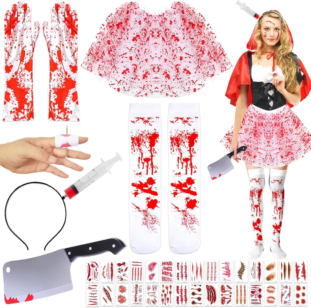 Zombie-kostuum voor volwassenen, verpleegster meisjes, bloedspuit voor schoolmeisjes, Halloween
