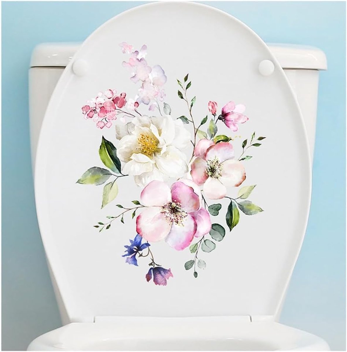 Toiletbril, sticker, bloemenpatroon, zelfklevend, badkamersticker, toiletten, stickers voor badkamer, decoratie