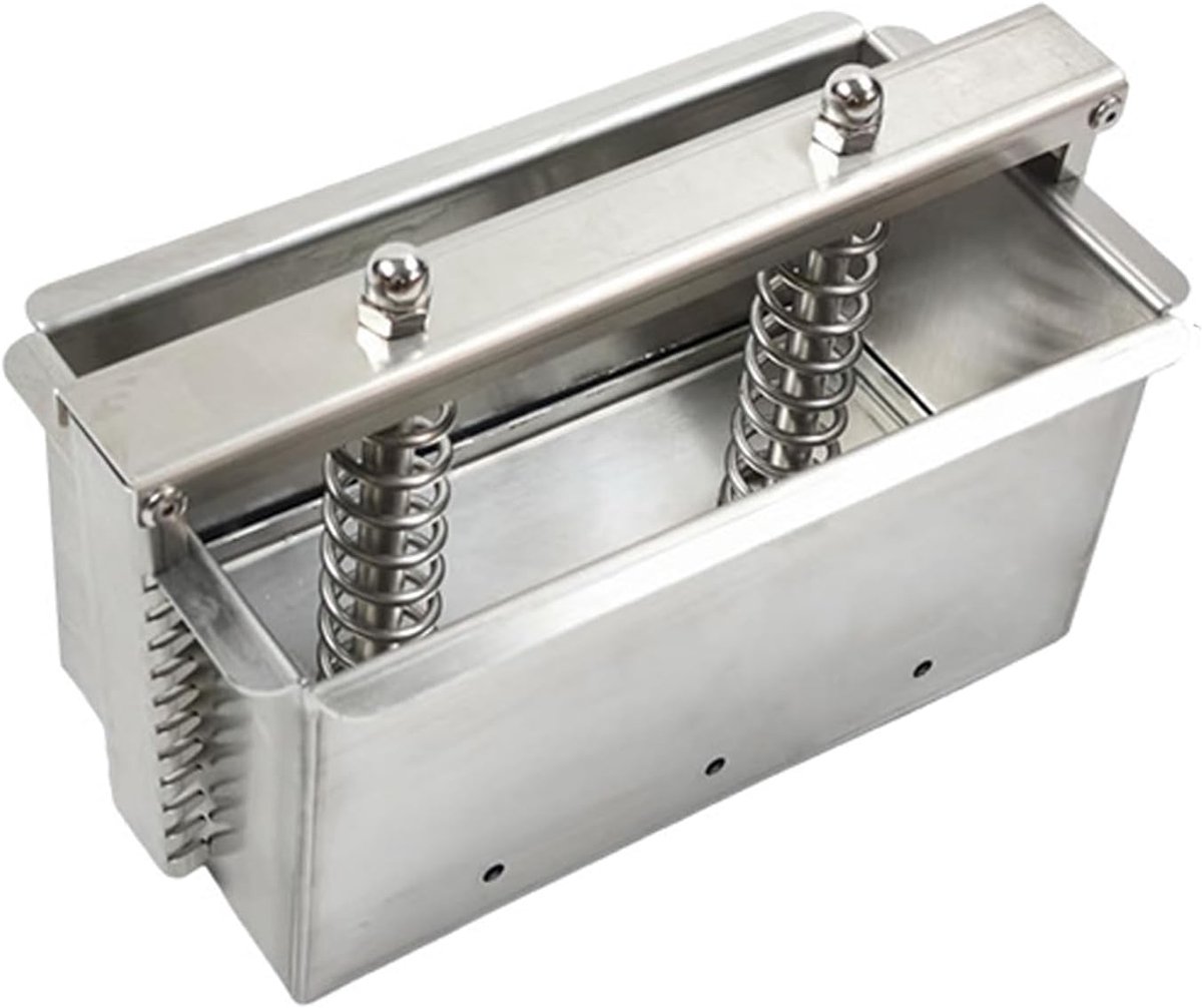 Vlees- en schnitzelpers van roestvrij staal 304, 200 x 100 x 70 mm, met veersysteem, voor ham, tofu en kip, gebruik in de professionele keuken, restaurant en fastfood, vaatwasmachinebestendig