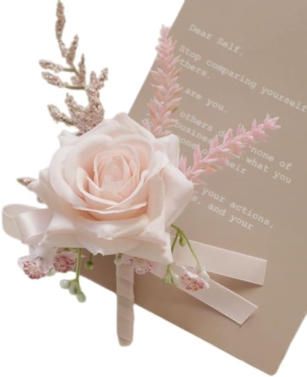 Bloem bruiloft boutonnière roos bruid bloemen speldjes roos bruiloft broche pols korset bruidsmeisje bloemenarmband voor banket party prom korset #6