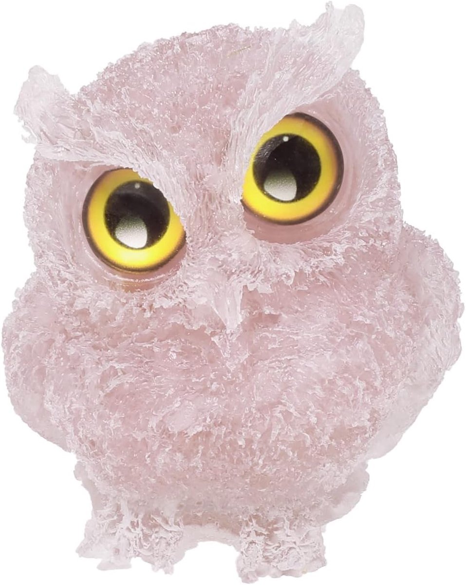 Rozenkwarts leuke kristallen uil figuur ornamenten, mini steen kruiden standbeelden hars dier sculptuur talisman helende steen vogels decoratie voor huis kantoor tafel bloempot, micro