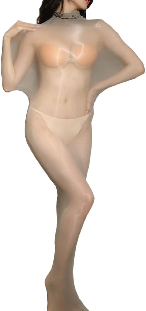 Bodystocking voor Dames, Nylon, Bodystocking Met Capuchon, Sexy, Glanzend, Transparant, Plus Size