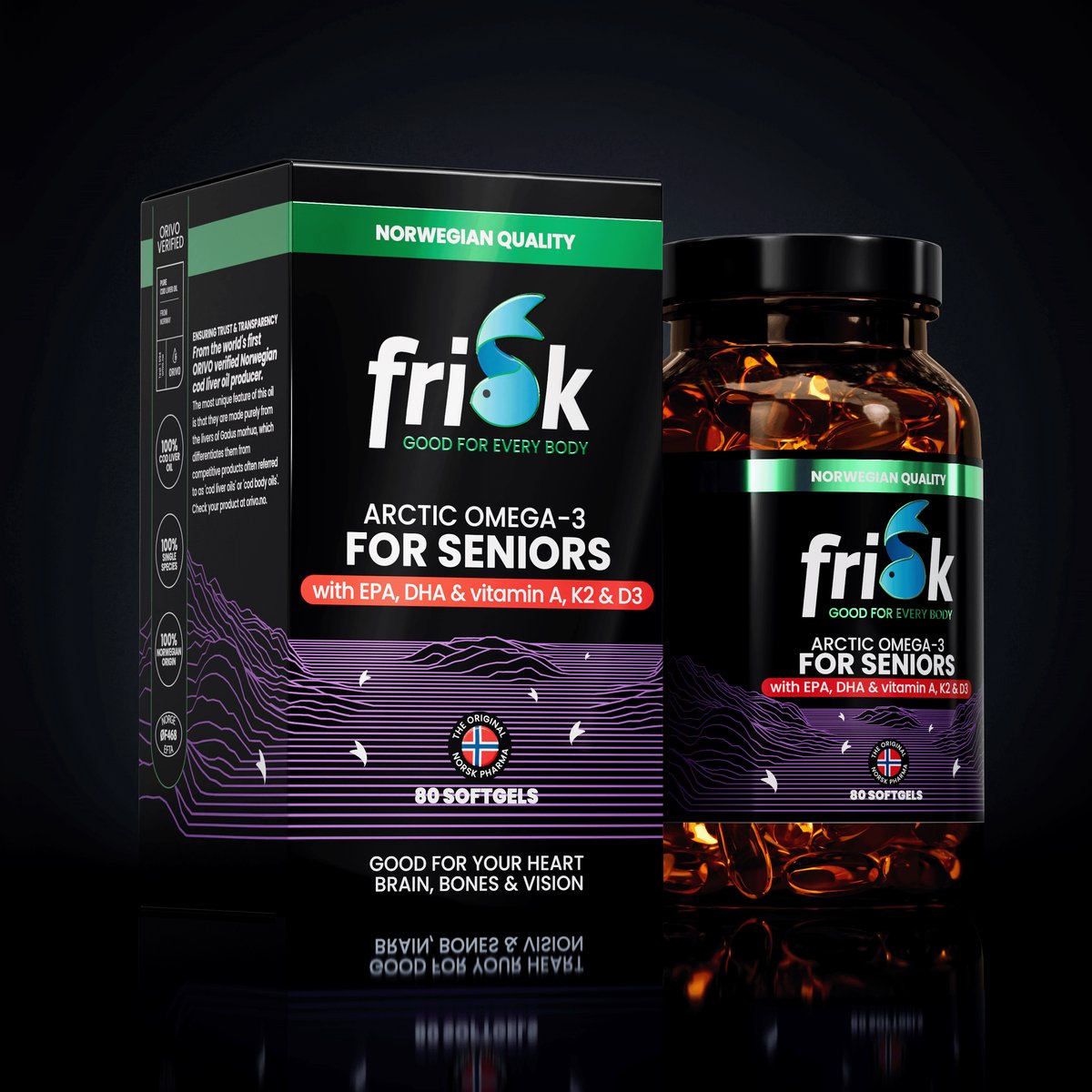 Frisk Arctic Omega 3 For Seniors (80 softgels)