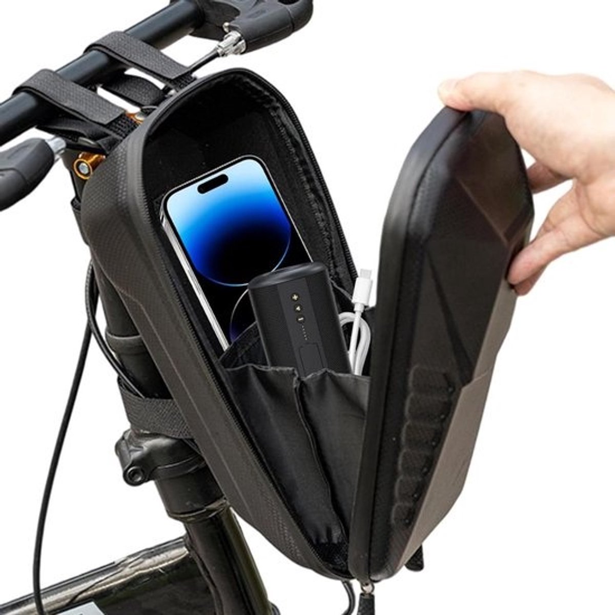 Fiets Stuurtas - Fietstas Voorop - Fietsen Organiseren - Waterdichte Harde Schaal - 3 Liter - Zwart