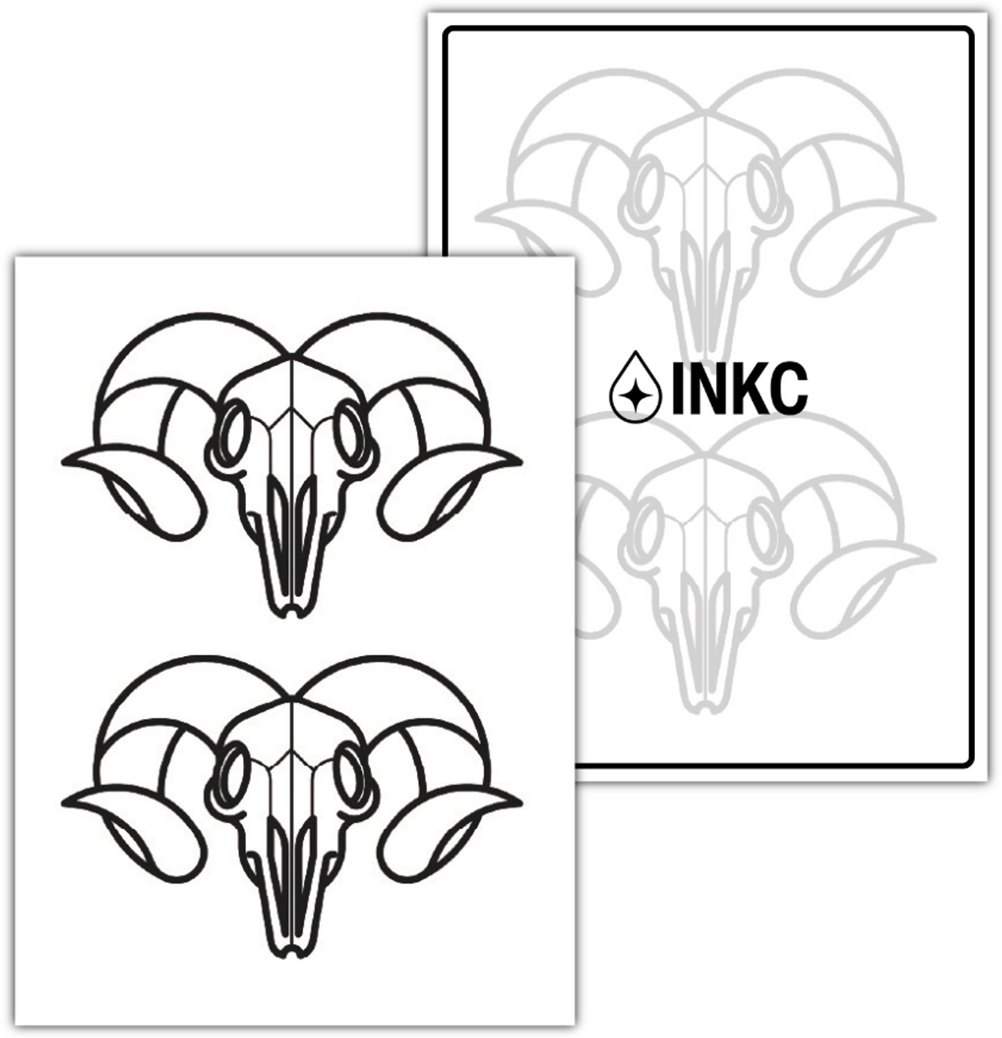 INKC - Tijdelijke Tattoo - Ram Schedel - Nep Tattoo - Plak Tattoos - Blijft tot 2 weken - 8 x 10cm