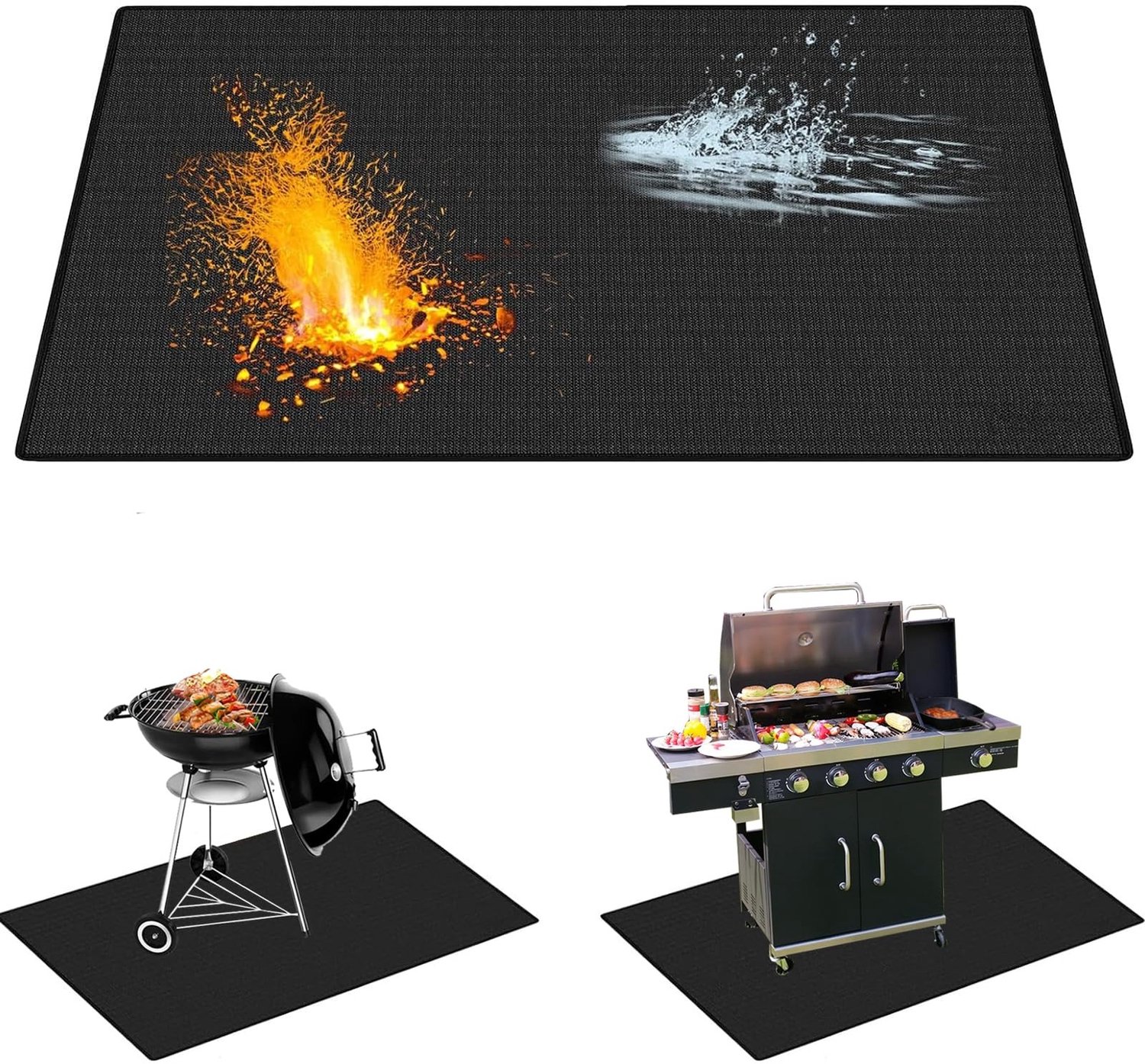Famanu – Barbecue Mat, 120 x 150 cm, Vlamvertragend, 3-laags, Buitenvloer Bescherming
