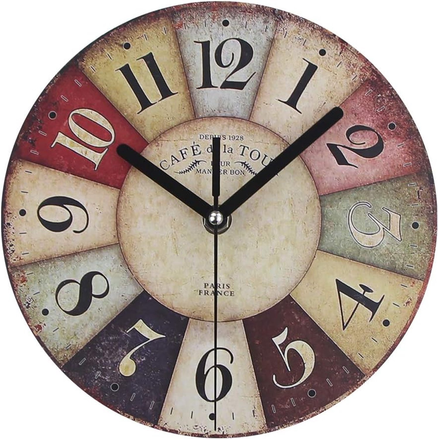 Vintage Wandklok MDF met Stille Uurwerk - Amsterdam Design