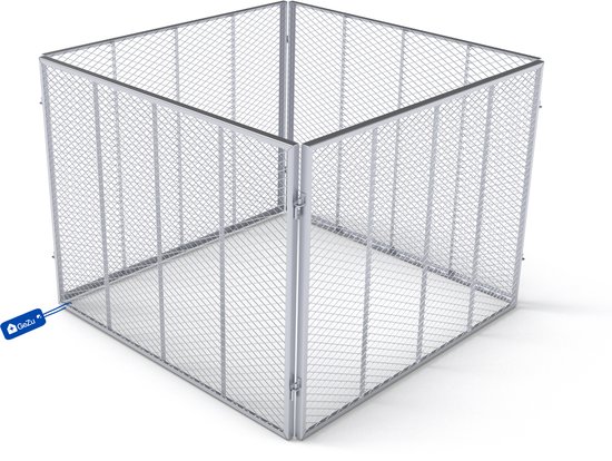 Vierkante, thermisch verzinkte stalen compostbak van 100x100x80 cm met GeZu-label.