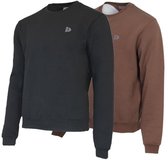 2-Pack Donnay - Fleece sweater ronde hals (Dean) - Sporttrui - Heren - Black/Brown (809) - maat 3XL