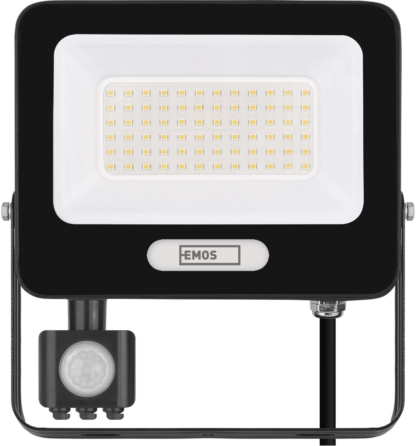 EMOS GLARO LED-schijnwerper met bewegingssensor, 50 W, zwart, IP54, 5000 lm, neutraal wit, ZS2344B