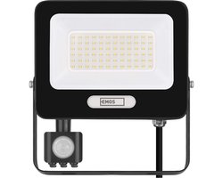 EMOS GLARO LED-schijnwerper met bewegingssensor, 50 W, zwart, IP54, 5000 lm, neutraal wit, ZS2344B