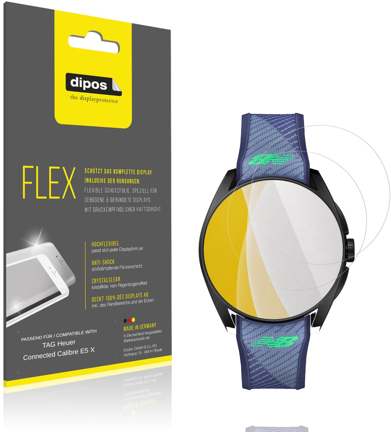 dipos – 2x Beschermfolie geschikt voor TAG Heuer Connected Calibre E5 X | 3D Full Cover Screenprotector | 100% Passend