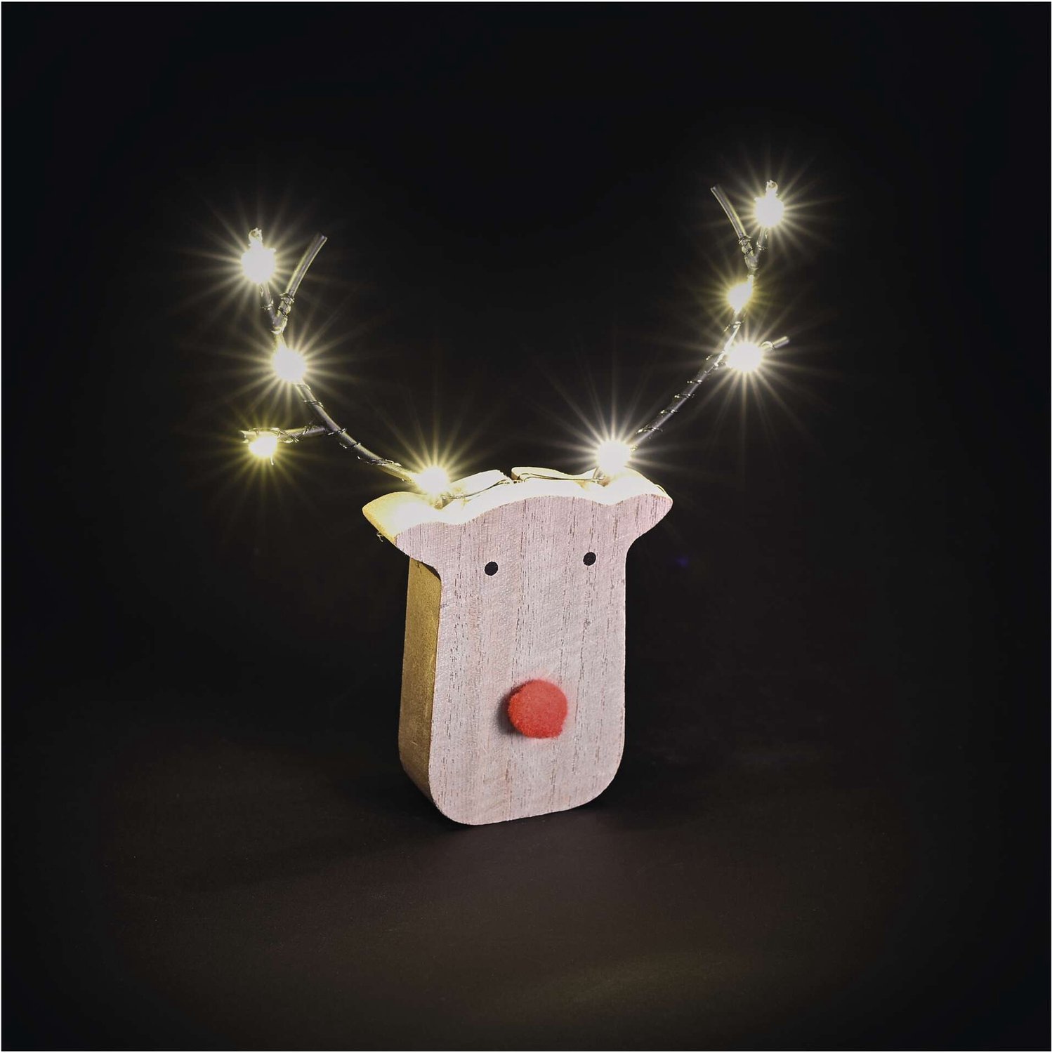 EMOS Houten LED-decoratie – rendier, 16 cm, 2x AAA, voor binnen, warm wit, timer, 12 stuks, DCWW42