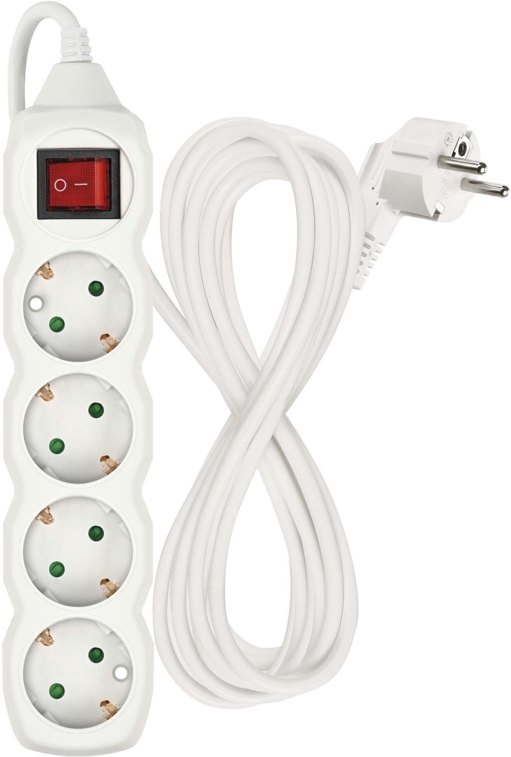 EMOS Verlengsnoer 5 m / 4 stopcontacten / met schakelaar / wit / PVC / 1,5 mm², P1425R
