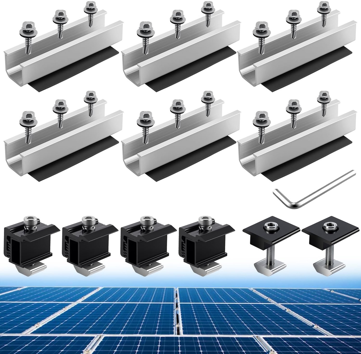 Set van 6 Verstelbare Zonnepaneel Beugels van Aluminium