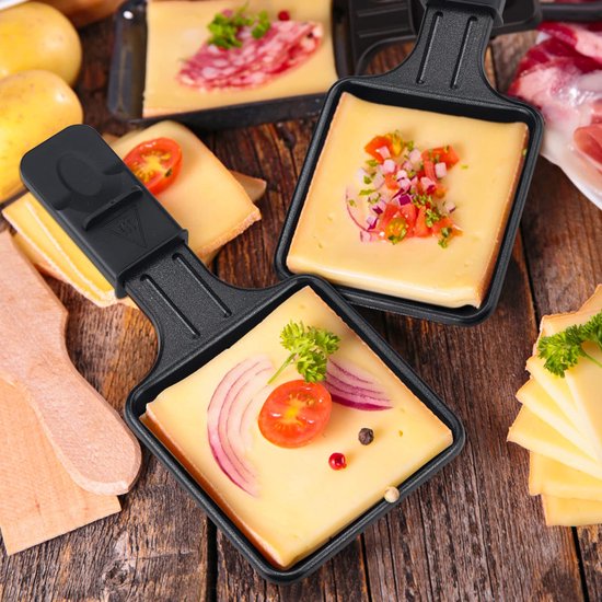 Mini Raclette Set met 4 Pannen en Houten Scheppen — cadeau in Kookcadeaus - foto 4