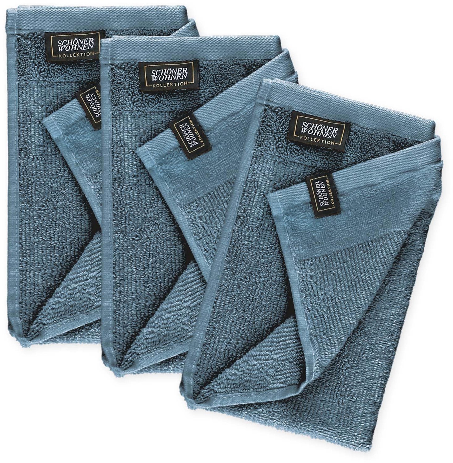 Set van 3 Blauw Katoenen Gastendoekjes, 30 x 50 cm