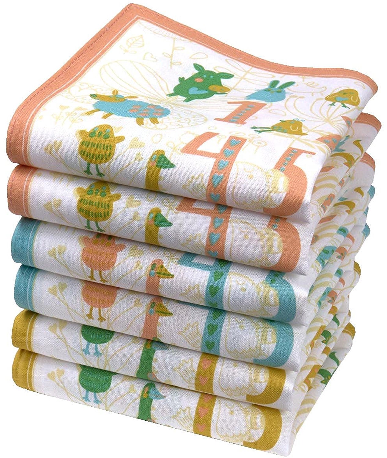 Kinderservetten van 100% Zacht Katoen - Klein 26x26 cm - 6 Stuks (Cijfers)