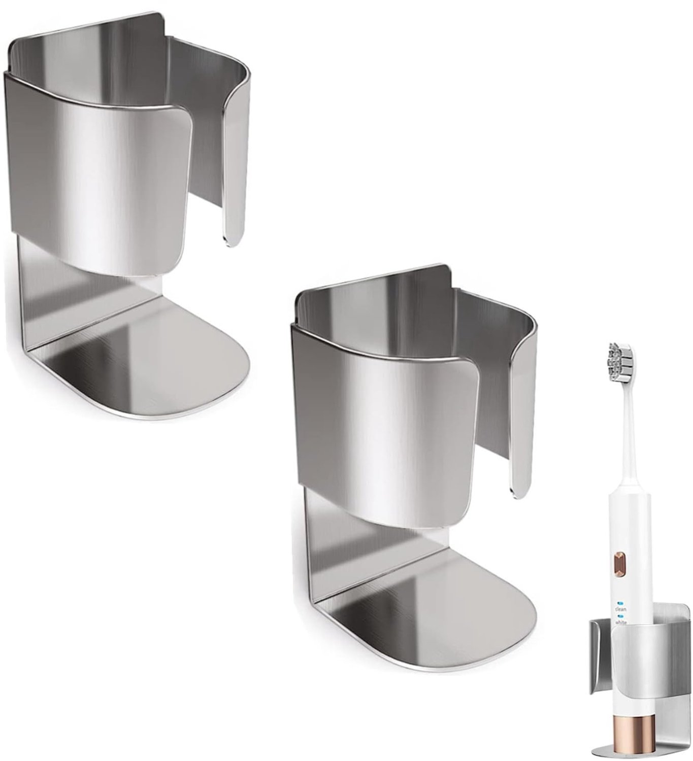 Set van 2 Zelfklevende Tandborstelhouders van Roestvrij Staal
