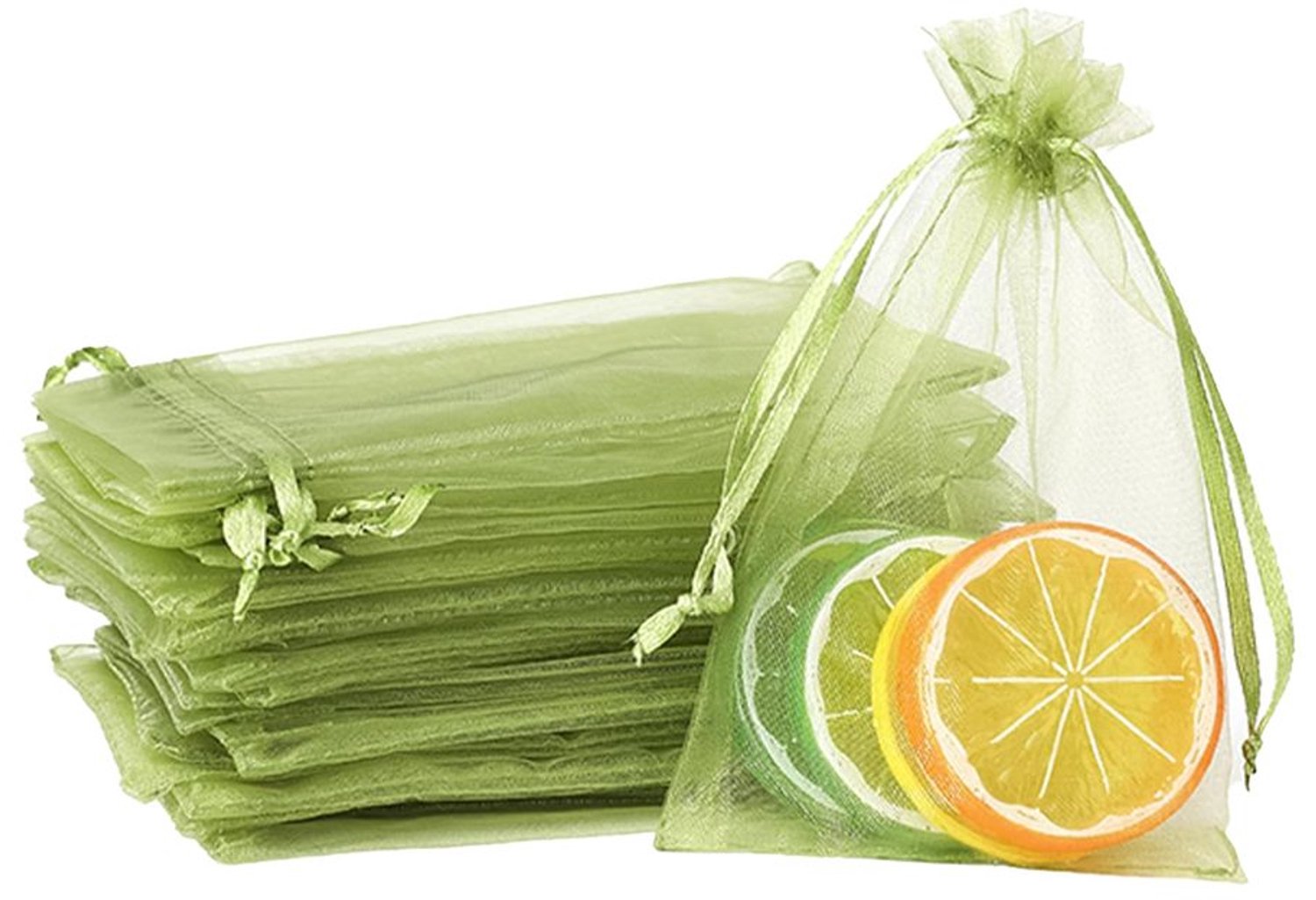 100 Stuks Groene Organza Geschenkzakken 7 x 9 cm
