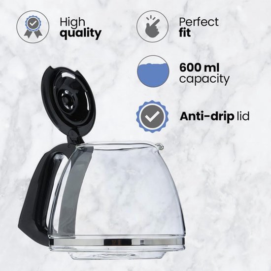 Vervangende koffiekan SS-201122, compatibel met,, 600 ml, voor 4-6 kopjes, inclusief deksel — afbeelding 2